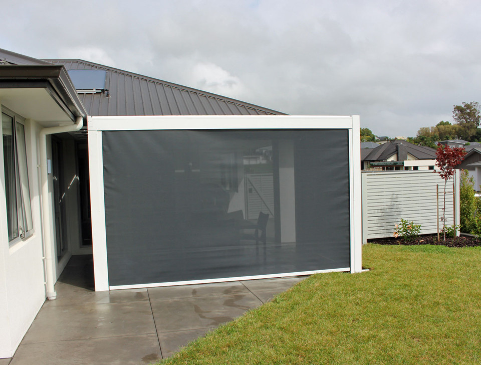 Drop down screens are ideal for privacy and wind protection on louvre roofs