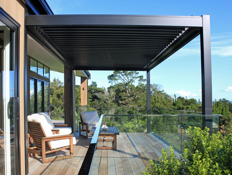 Side on view of the Bask Louvre Roof on a brand new home