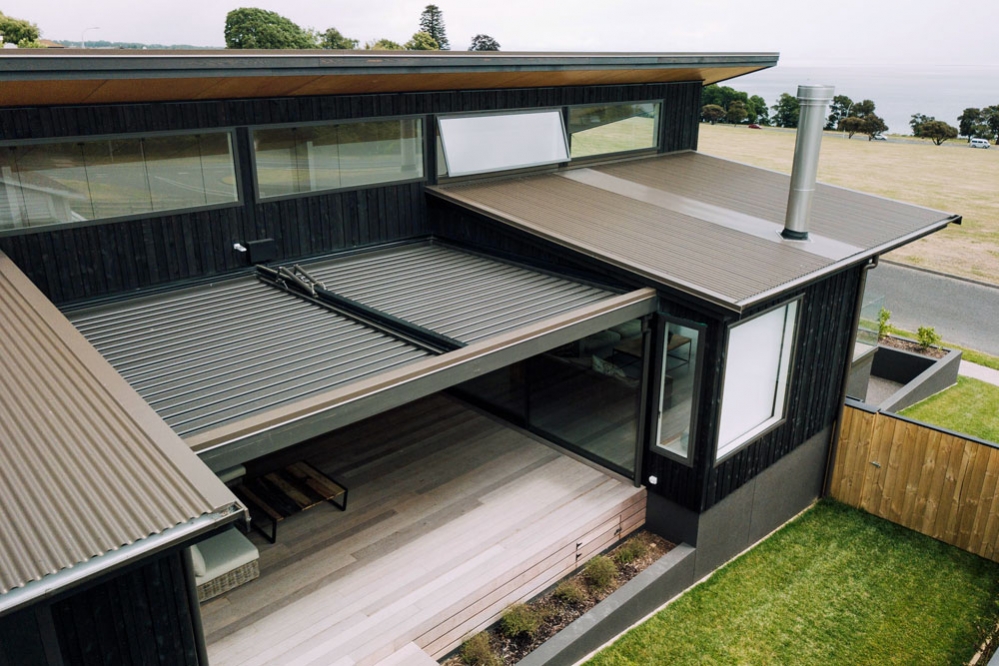 Bask louvre roof integrated into this homes impressive deck in Taupo NZ