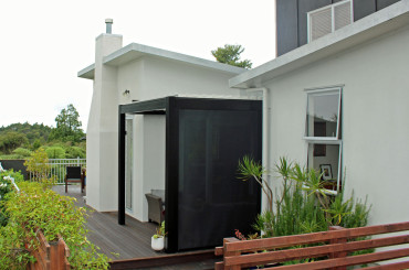 Bask louvre roof custom made to fit this outdoor area outside the kitchen door