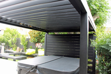 Louvre Roof added to complete this homeowners resort like backyard area